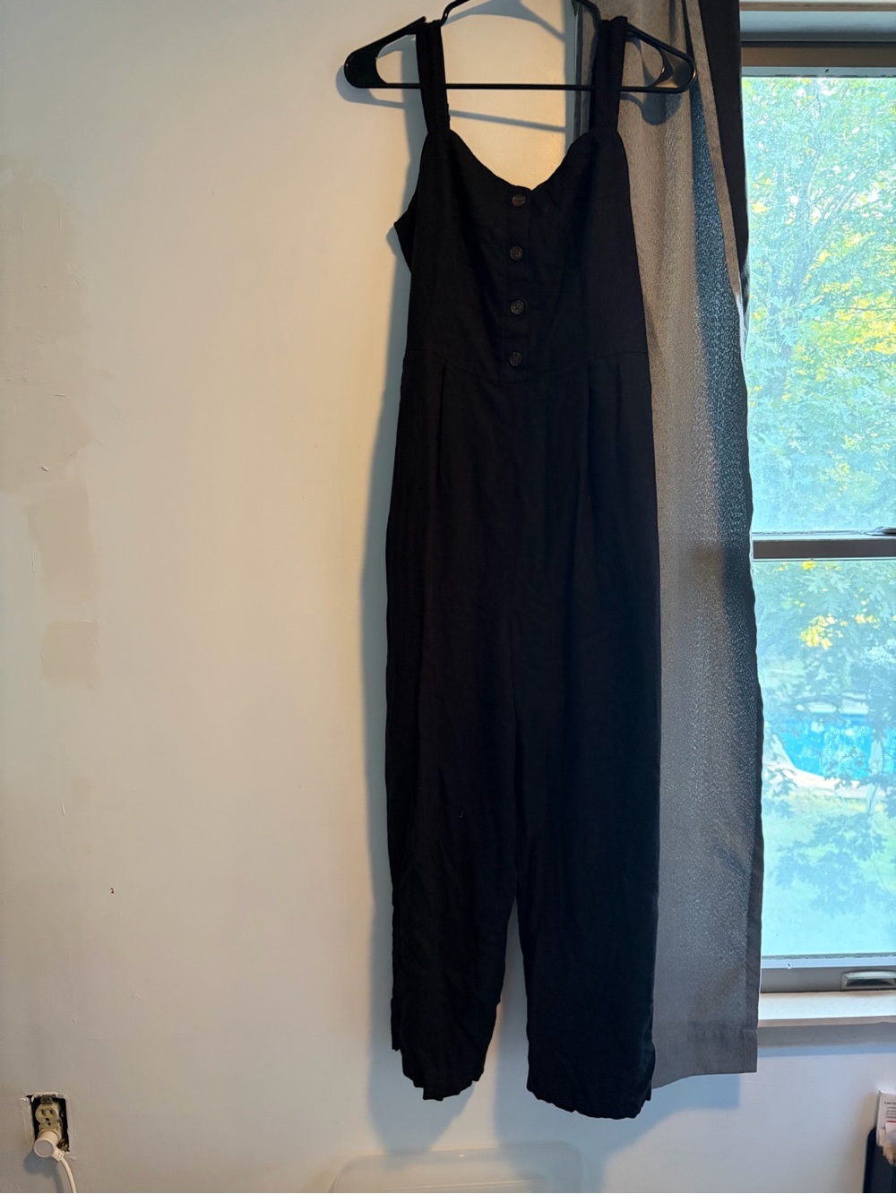 Old Navy Black Button-Front Wide-Leg Jumpsuit